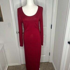 SHEIN Deep Red Long Sleeve Dress